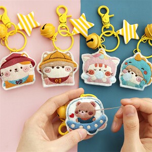 平安符手工diy刺绣材料包不织布情侣钥匙扣挂件送男友卡通平安福