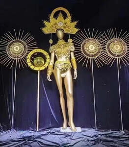 演出服手持仪仗权杖金色太阳女神道具高端派对djds嘉宾gogo