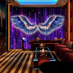 ktv包厢壁画歌厅背景墙纸3d立体清吧墙画网吧科技感壁纸酒吧墙布