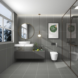 全瓷黑白灰纯色卫生间瓷砖400x800现代简约哑光仿古地砖厨房墙砖