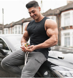 肌肉鲨鱼背心健身背心肌肉男篮球运动坎肩冰丝冰感无袖t恤健身健