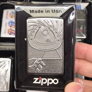 原装zippo惊喜徽章24517磁力吸引u型幸运马蹄铁贴章花沙铬j/08版