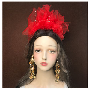 夸张头纱m结婚头饰舞台白色婚纱走秀配饰影楼摄影造型招益彩百货店