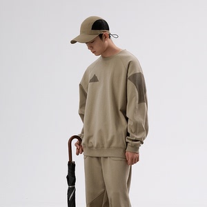 halcyon 22aw 山系户外圆领套头衫卫衣透气网格拼接复古上衣男