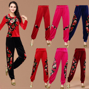 广场舞服装金丝绒下装 加厚灯笼裤舞蹈服装裤子广场舞裤女装裤子