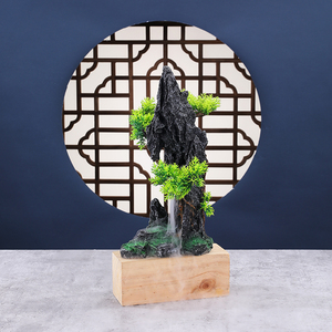 刺身摆盘装饰品假山酒店盘式花草仿真迎客松树意境菜海鲜姿造拼盘