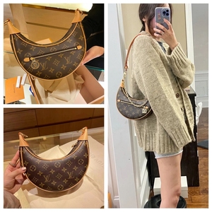 lv/路易威登新款女包老花半月包小豌豆包单肩斜挎包腋下包m81098