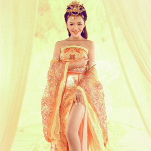 新款古装唐装 唐代公主服装 古代嫔妃服装拖尾唐装摄影写真女古装