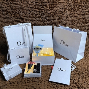 专柜迪奥dior口红纸袋荔枝压纹dior礼品盒包装手提纸袋唇膏袋子