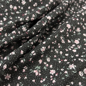 日本进口薄款黑底暗条纹玉子小碎花泡泡盐缩纯棉布料设计师布料
