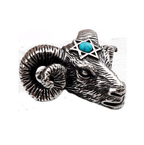 satan撒旦羊头复古做旧暗黑风邪恶男女欧美六芒星钛钢吊坠项链