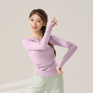 现代舞蹈服练功女冬季长袖套指上衣中国古典形体成人新款跳舞专用