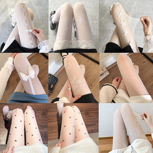 白丝袜女夏季薄款性感防勾丝超薄jk渔网袜2022新款白色蕾丝连裤袜