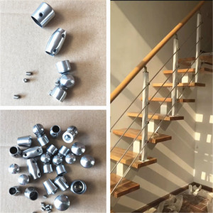 304不锈钢立柱楼梯扶手栏杆配件圆钢拉丝堵管接头封头万向配件