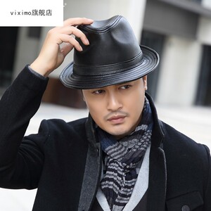 牛皮帽子爵士帽春夏季中青年礼帽男女士上海滩绅士户外休闲帽