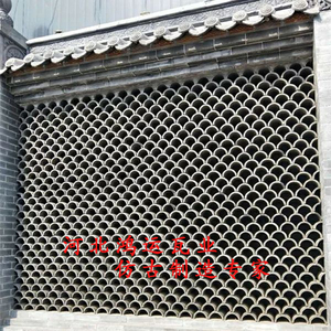 青砖青瓦琉璃瓦半圆仿古窗花拼花屋面瓦房檐瓦隔断装饰面砖灰瓦片