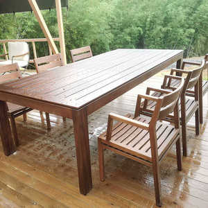 户外实木桌椅柚木一桌两椅庭院大露台防水防腐长桌纯实木桌椅家具