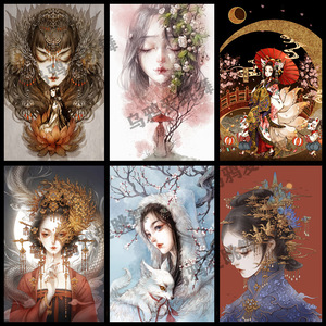 扫花寻径 古典古戈力画集唯美古风线稿涂色临摹美术人物绘本素材