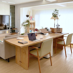 木有作为日式白腊实木大板客厅长书桌中古风原木餐桌工作台长桌子