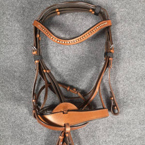 进口英式水勒牛皮水勒缰绳马龙头马术用品马无衔铁卡纳瑞马具1101