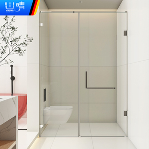 心晴无框极简无障碍淋浴房一字型干湿分离浴室卫生间玻璃隔断浴屏