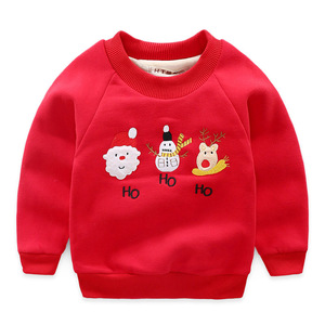 男童卫衣加绒加厚冬季宝宝儿童套头拜年服圣诞节红色棉衣M-2670