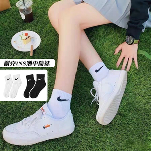 耐克袜子女中筒ins潮夏款nike运动袜长筒健身白色夏季薄款网红款