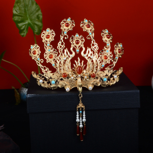 司司原创古汉服原创设计古风汉服凤凰大气发冠发簪侧鬓端庄发冠