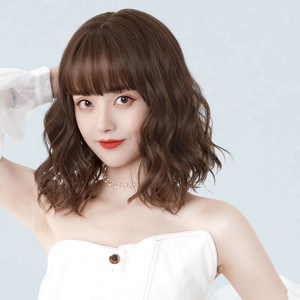 假发女甜美减龄玉米烫短卷发仿真发丝自然羊毛卷中长齐肩全头发套
