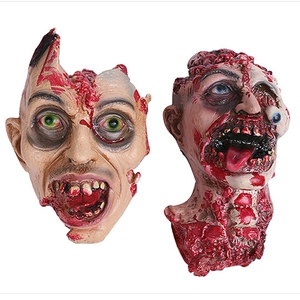 万圣节装饰恐怖人头面具鬼屋腐烂僵尸丧尸骷髅吸血鬼人头整蛊道具