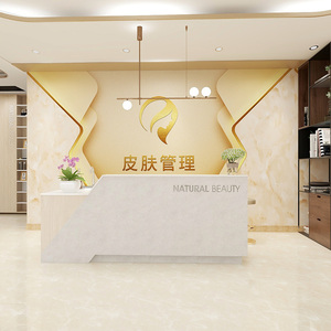 美容院壁画金色背景墙壁布美甲店前台定制logo店名壁纸形象墙墙布
