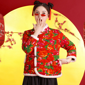 花棉袄女冬年轻款村姑农村时尚东北大花网红小碎花秋冬中国风大码