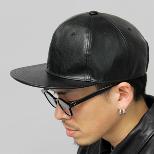 美式复古皮质平沿帽男大头围高顶硬顶皮革棒球帽个性嘻哈六片帽子
