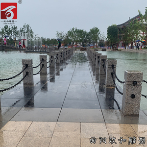塑钢链条护栏隔离铁索湖边河道石柱防护围挡厂家花岗岩石栏杆铁链