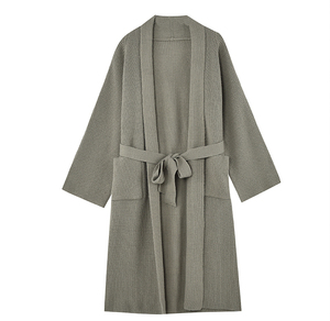 izola伊佐拉2021年冬季新品口袋系带长袖中长款女针织大衣z16a803