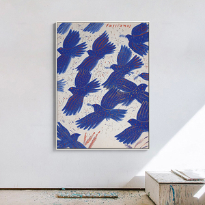 北欧风景装饰画蓝色和平鸽瑞典冷淡风情挂画客厅沙发书房餐厅壁画