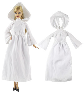 11寸30厘米外贸娃娃服装白色裙子 连帽修女长袍 玩具洋娃娃衣服