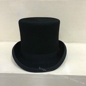 英伦羊毛高筒礼帽/高头总统帽/爵士帽/魔术帽子马术帽高15cm