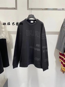 burberry背后字母卫衣,巴宝莉背后大字母卫衣 burberry/巴宝莉 21新款 字母logo印花图案 黑色圆领长袖卫衣男女