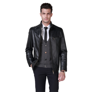 断码清仓 佟二堡男士头层绵羊皮休闲皮夹克海宁皮衣