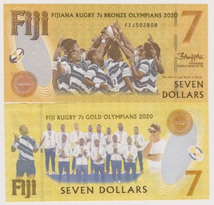 全新2022年 斐济 7 元 7人橄榄球奥运纪念钞 无47尾8双尾号FIJ冠
