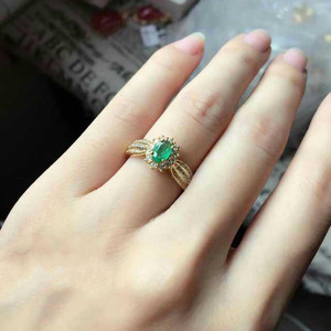 瑞铺水晶 天然宝石 哥伦比亚祖母绿戒指 s925银镶嵌 宫廷款