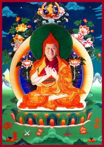 结缘西藏手绘唐卡挂画像法王如意宝佛像活佛晋美彭措佛像图照