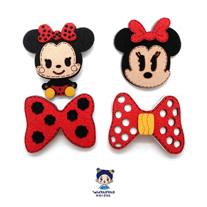 韩国儿童发夹小女孩头饰可爱卡通米奇米妮蝴蝶结红色婴儿不伤发