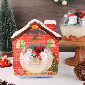 圣诞米奇手提透明慕斯波奇饭沙拉水果烘焙西点空心圆球蛋糕打包盒