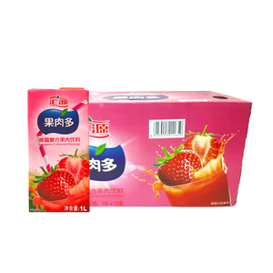 汇源果肉多草莓复合果肉饮料果汁饮料1l*12盒/箱 厂家授权 新日期