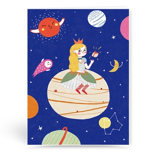 艾晴手贺创意星球女孩贺卡片儿童学生日派对请柬邀请函回礼物恋爱