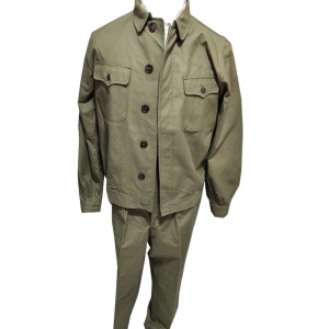 涤卡套装收藏老式65干部胶木扣四口袋工作服耐磨套装服黎退伍老兵