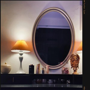 法式复古浴室化妆镜子壁挂美式卫生间椭圆形轻奢欧式挂墙梳妆镜