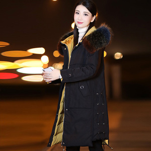 女2018年新款女士中款派克服中长款妈妈款短款显瘦杨紫同款羽绒服